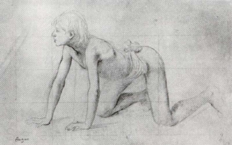 Edgar Degas Study of Kneeling Boy Norge oil painting art